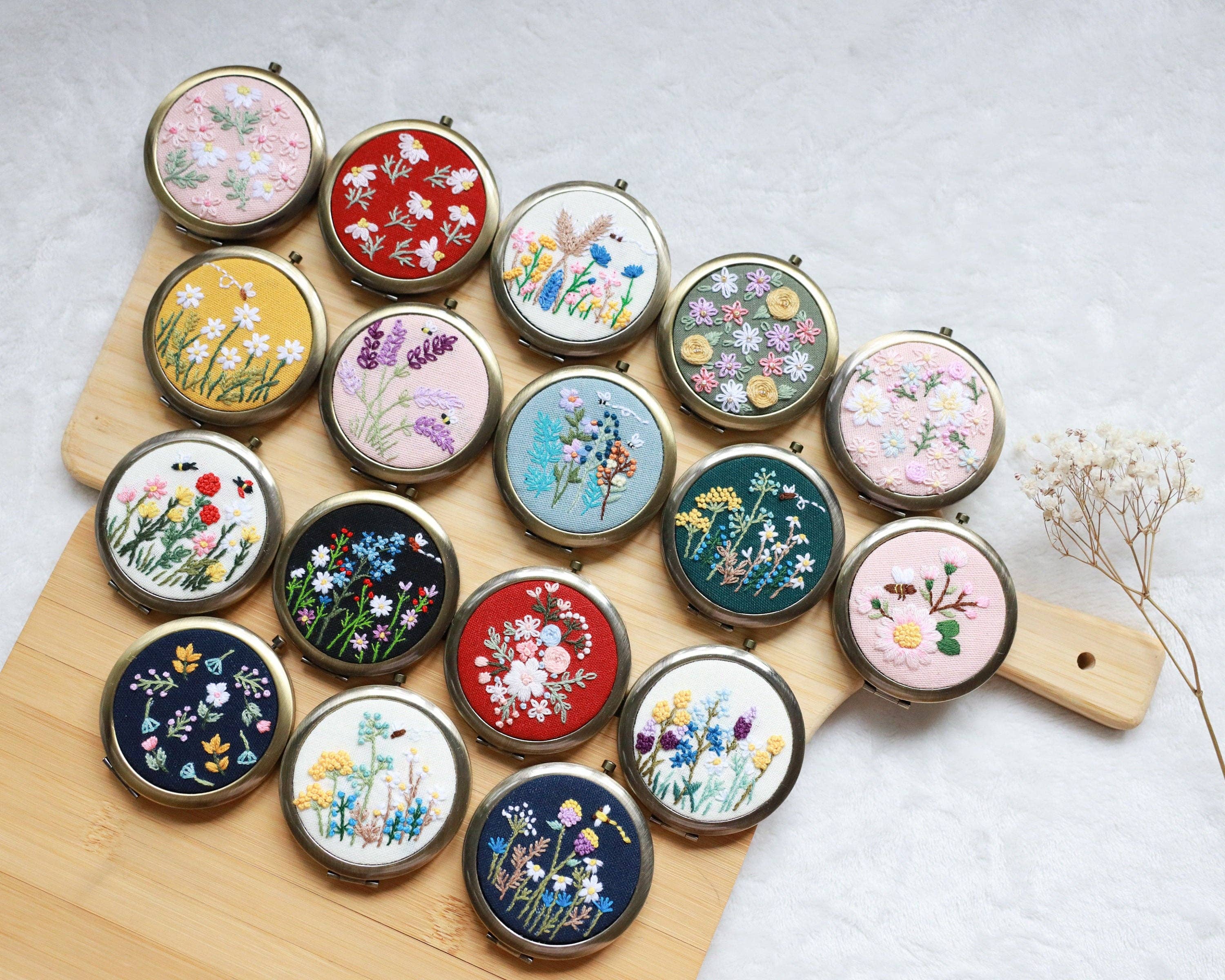 Finer Embroidery - Wholesale Compact Mirror - Floral Embroidered Compact Mirror8