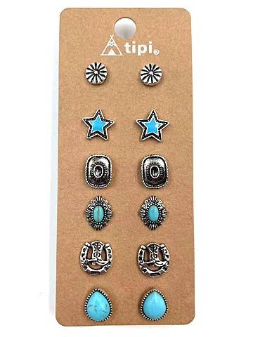 Western 6-par sæt med fine ørestikker for engroshandel hos Snowing West