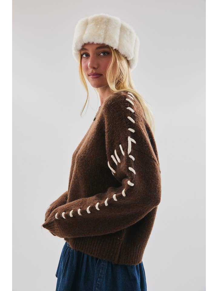 LE LIS - Wholesale Knit Sweater - Women's - STITCH DETAIL SWEATER TOP31