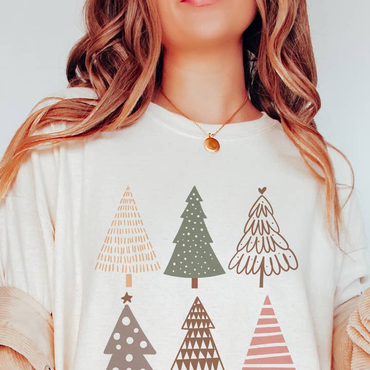 Boho Vintage Christmas Tree Graphic Tee for wholesale by The Funnel Cake Tree