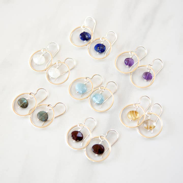 Tara Earrings - Gemstone and Silver for wholesale by Stowaway Jewelry