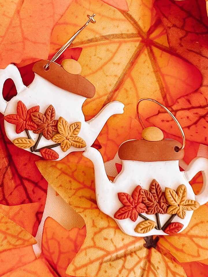 Maple Leaf Teapot Earrings for wholesale by Noelle Earrings
