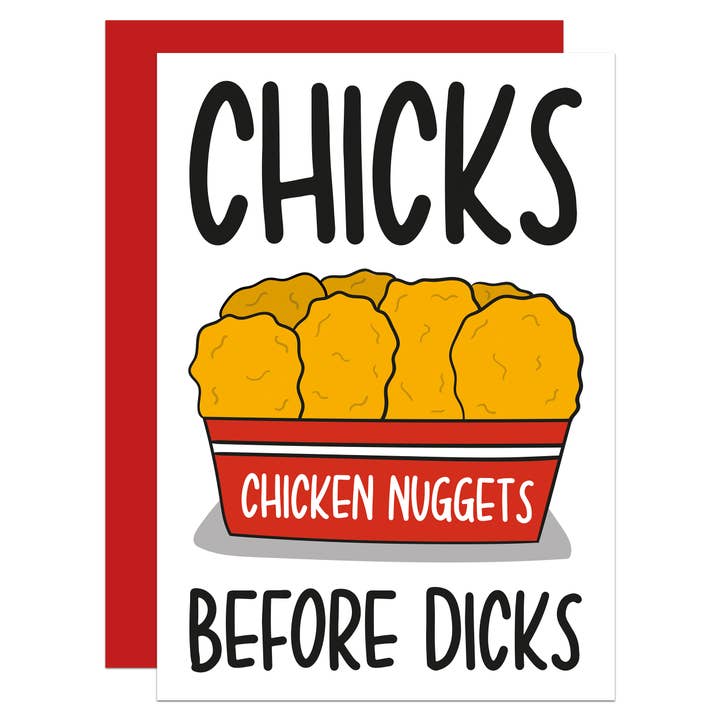 Chicks Before Dicks Nuggets Galentines A6 kaart voor wholesale door TeePee Creations