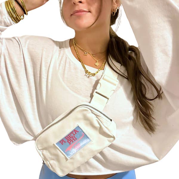 Sorority Belt Bag w/ Collegiate Patch for wholesale by Sarahndipity Shop