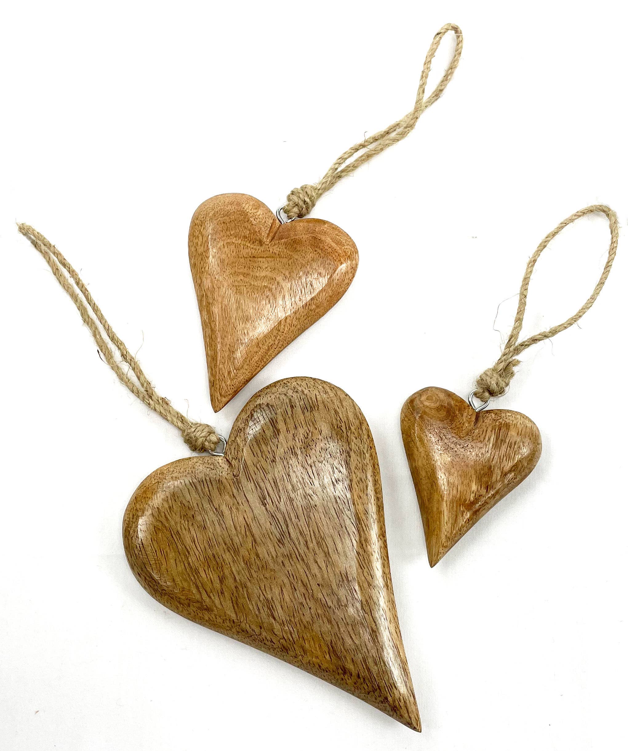 Jafsons International - Wholesale Decorative Tabletop Object - Mango Wood Heart - Natural 3"1