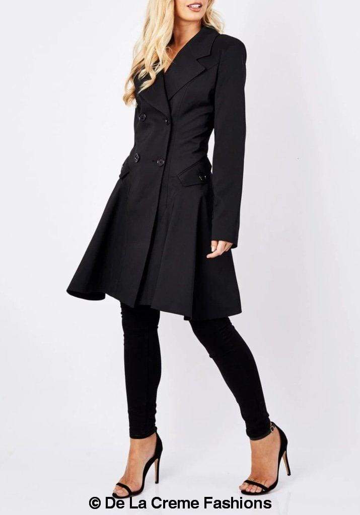 De La Creme Fashions – Engroshandel Frakke - Dame – Dame Forår/Sommer Dobbelt Breasted Flary Mac Coat1