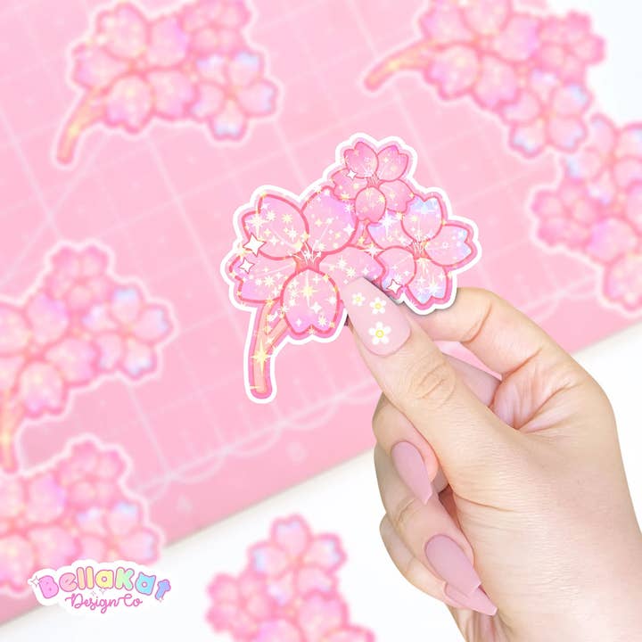 BellaKatDesignCo - Wholesale Sticker - Sakura Cherry Blossom Pink Flower Sticker