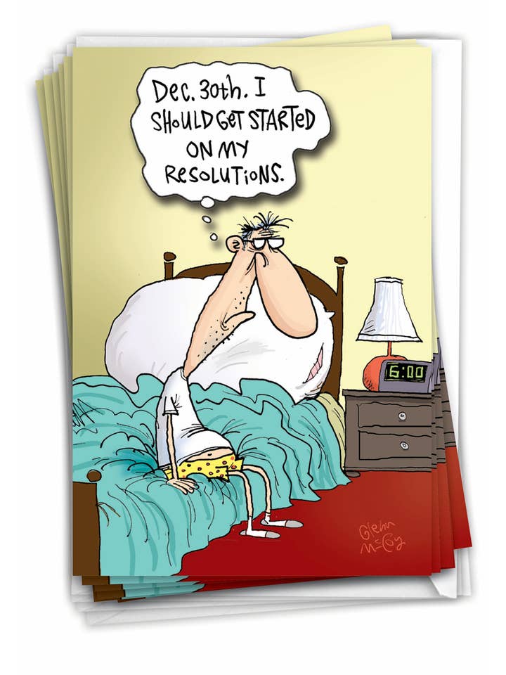 Doos met 12 nieuwjaarskaarten - Goede voornemens voor het afgelopen jaar voor wholesale door NobleWorks