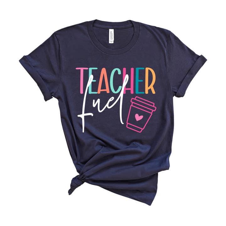 Viv&Lou - Wholesale Screen Printed T-Shirt - Women's - Teacher Fuel Navy T-Shirt