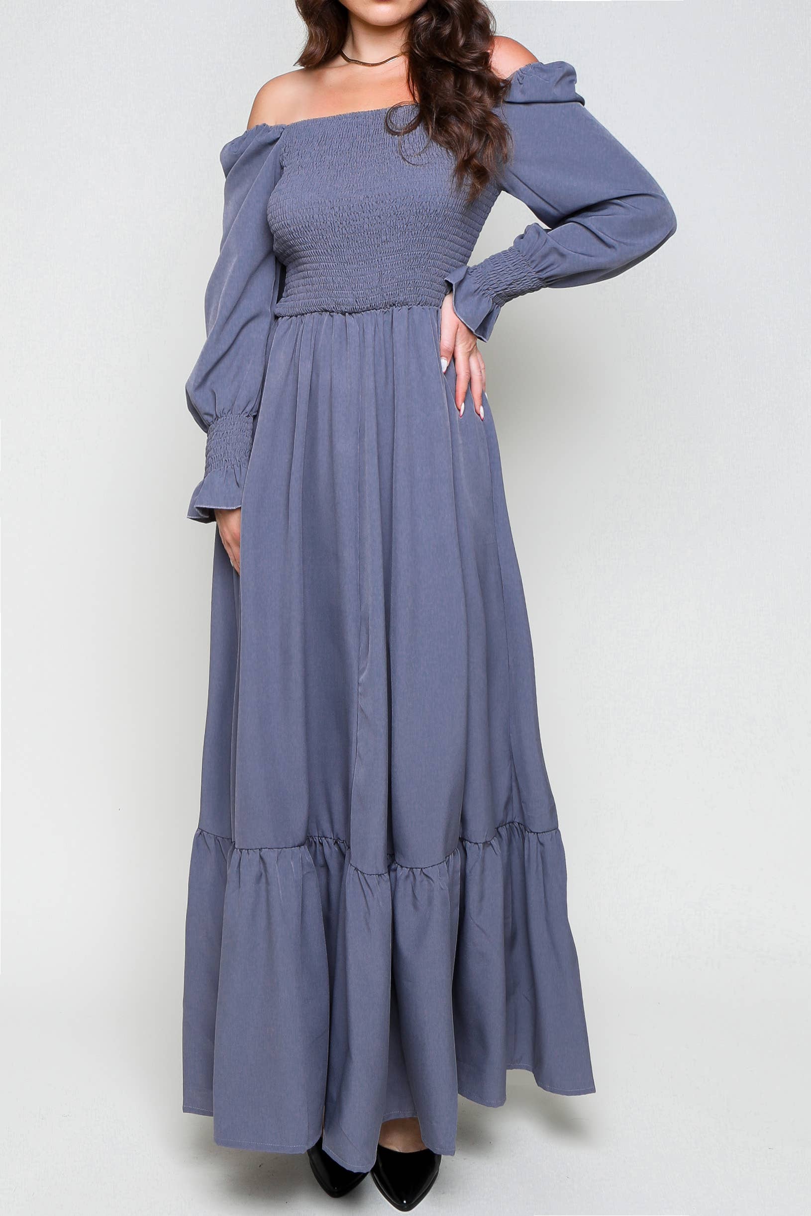 Flarix - Wholesale Dress - Women's - Smocked Square Neck Maxi Dress20