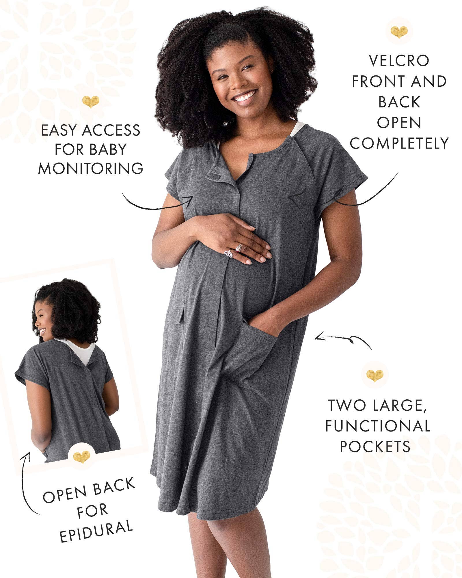 Kindred Bravely - Wholesale Dress - Maternity - 3 In 1 Universal Labor, Delivery & Nursing Gown2