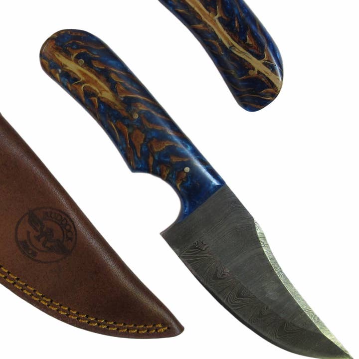 Het Pinecone Jachtmes - Vast Mes - Damaststaal voor wholesale door Ruddock Bros. LLC