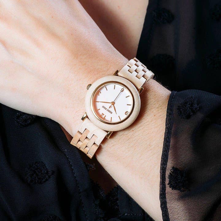 Nordic Wood – Engroshandel Armbåndsur - Dame – Dame Træ Ur - Klassisk Hvid
