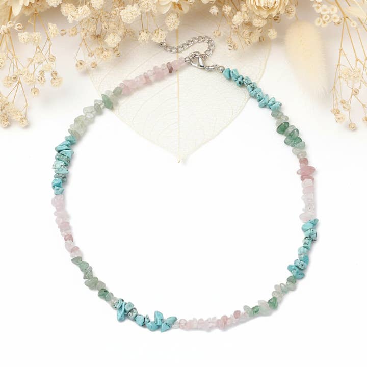 Turkooissteen, Rozenkwarts en Groene Aventurijn Ketting voor wholesale door Produtos Namasté