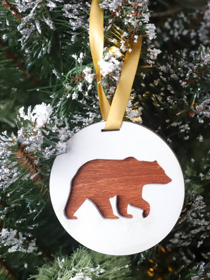 Brown Bear in a Storm Christmas Ornament for wholesale by Mulberry Creative