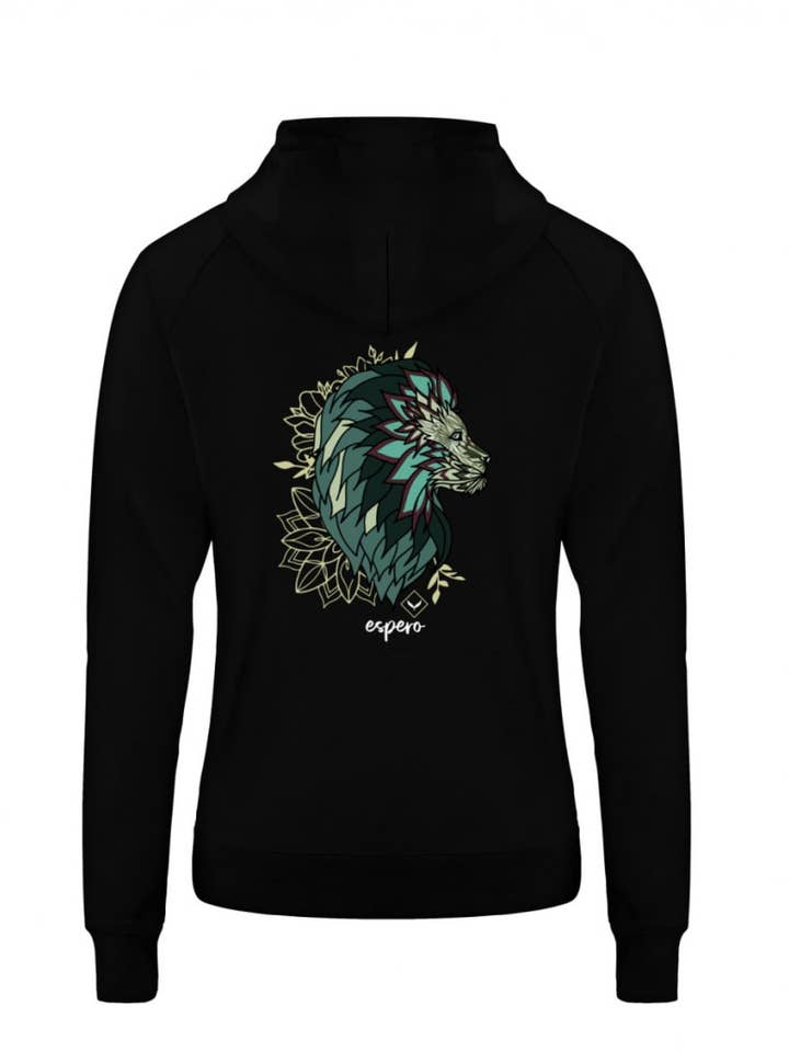 Damhoodie Cecil Flow Svart med ryggtryck för wholesale av espero