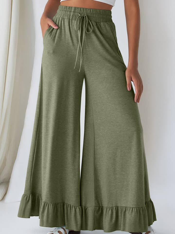 FASHION BLVD - Wholesale Pants - Women's - FB Ruffle Wide Leg High Waist Pants1