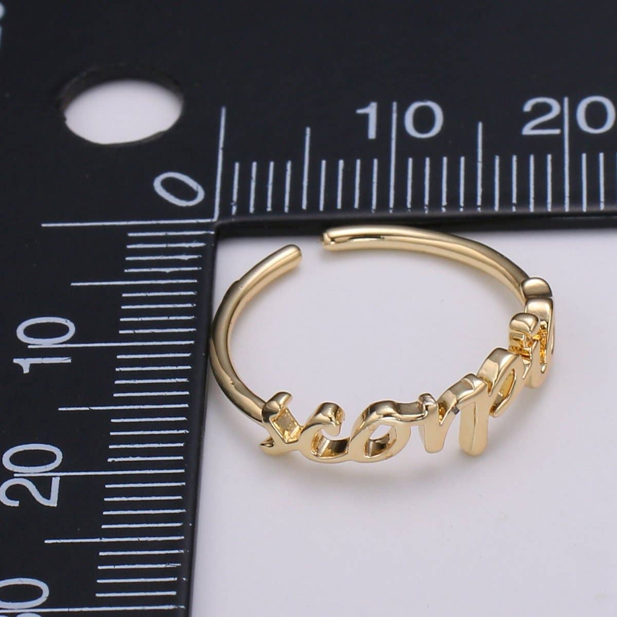 Aim Eternal - Wholesale Band/Stacked Ring - Gold Zodiac Ring Words Gold Ring, Astrology Horoscope Ring Birthday Personalized Gift Open Adjustable Ring for Stacking Ring Midi Ring R-422-R-4335