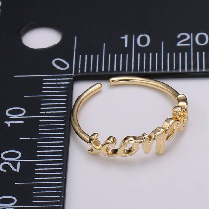 Aim Eternal - Wholesale Band/Stacked Ring - Gold Zodiac Ring Words Gold Ring, Astrology Horoscope Ring Birthday Personalized Gift Open Adjustable Ring for Stacking Ring Midi Ring R-422-R-4335