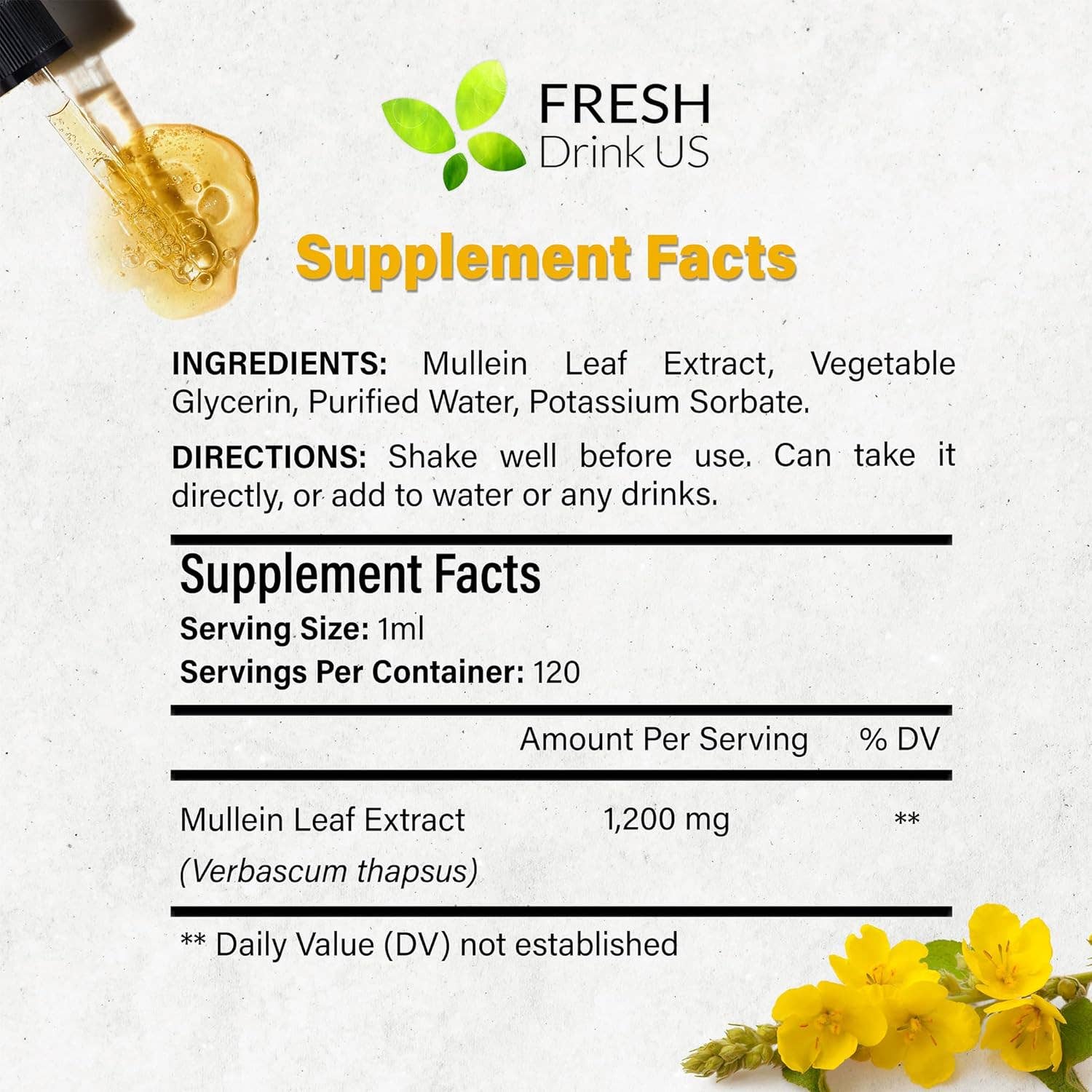 Naomi's Happy Place Shop - Vente Supplément oral/vitamine - Gouttes de Molène pour le soutien du nettoyage des poumons, extrait liquide de molène – 100 % à partir de feuilles de molène naturelles, non-OGM, sans gluten5