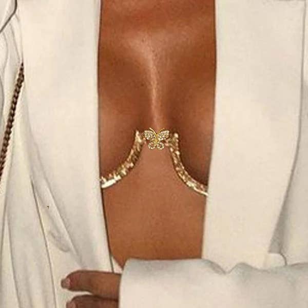 Plush Looks - Wholesale Face/Body Chain - Original Stylish Rhinestone Sexy Butterfly Shaped Body Chain3