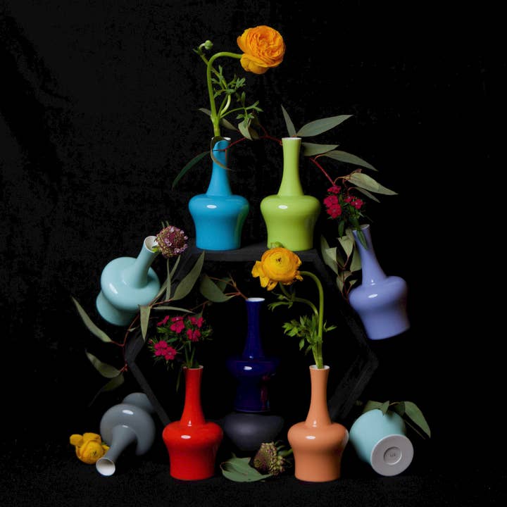 Jarrón mini Archer de porcelana brillante para venta al por mayor de Middle Kingdom