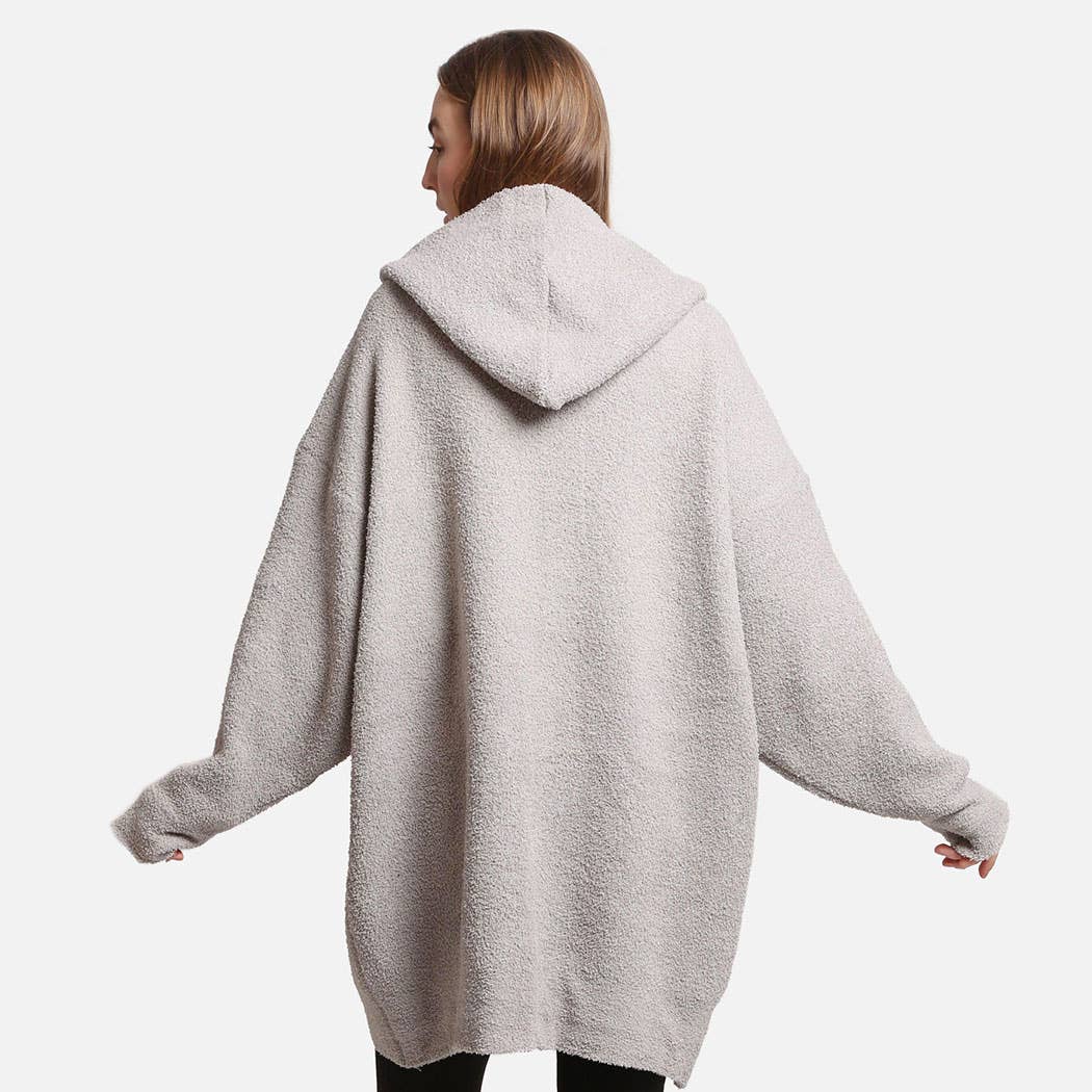 Fashion City - Wholesale Hoodie - Dames - Dames zachte wintertrui met capuchon en zak in effen kleur6