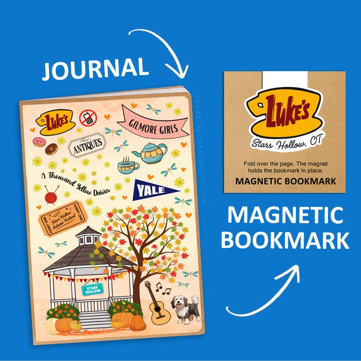 Coastal Creators of Connecticut - Wholesale Journal/Diary - Gilmore Girls Autumn Journal + Luke's Magnetic Bookmark Set