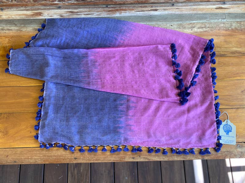 Indigo Handloom - Wholesale Scarf - Women's - Ebb & Flow - Plum Kitten2