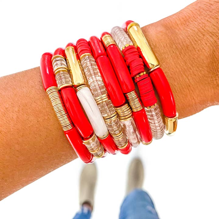 Savvy Bling - Wholesale Jewelry Set - Red Game Day Bracelets &  Necklaces38