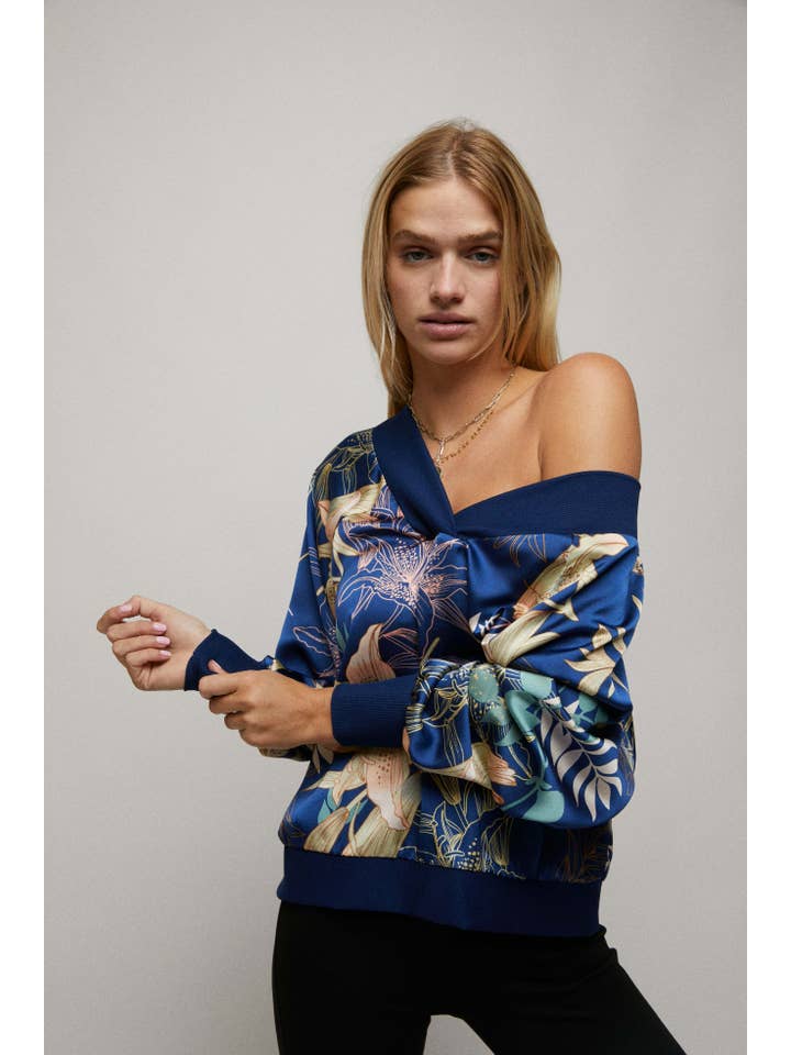 BLU NAVY Top reversibile a pipistrello a maniche lunghe in vendita all'ingrosso su Faire1