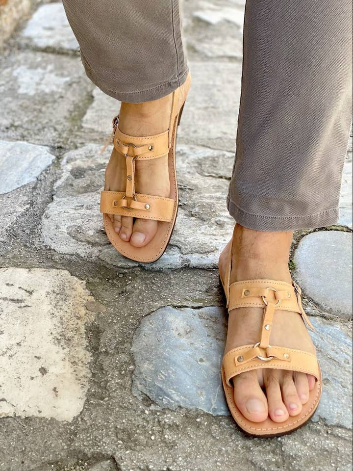 Sandali greci da uomo, sandali con cinturino per la vendita all'ingrosso da parte di Christina Christi