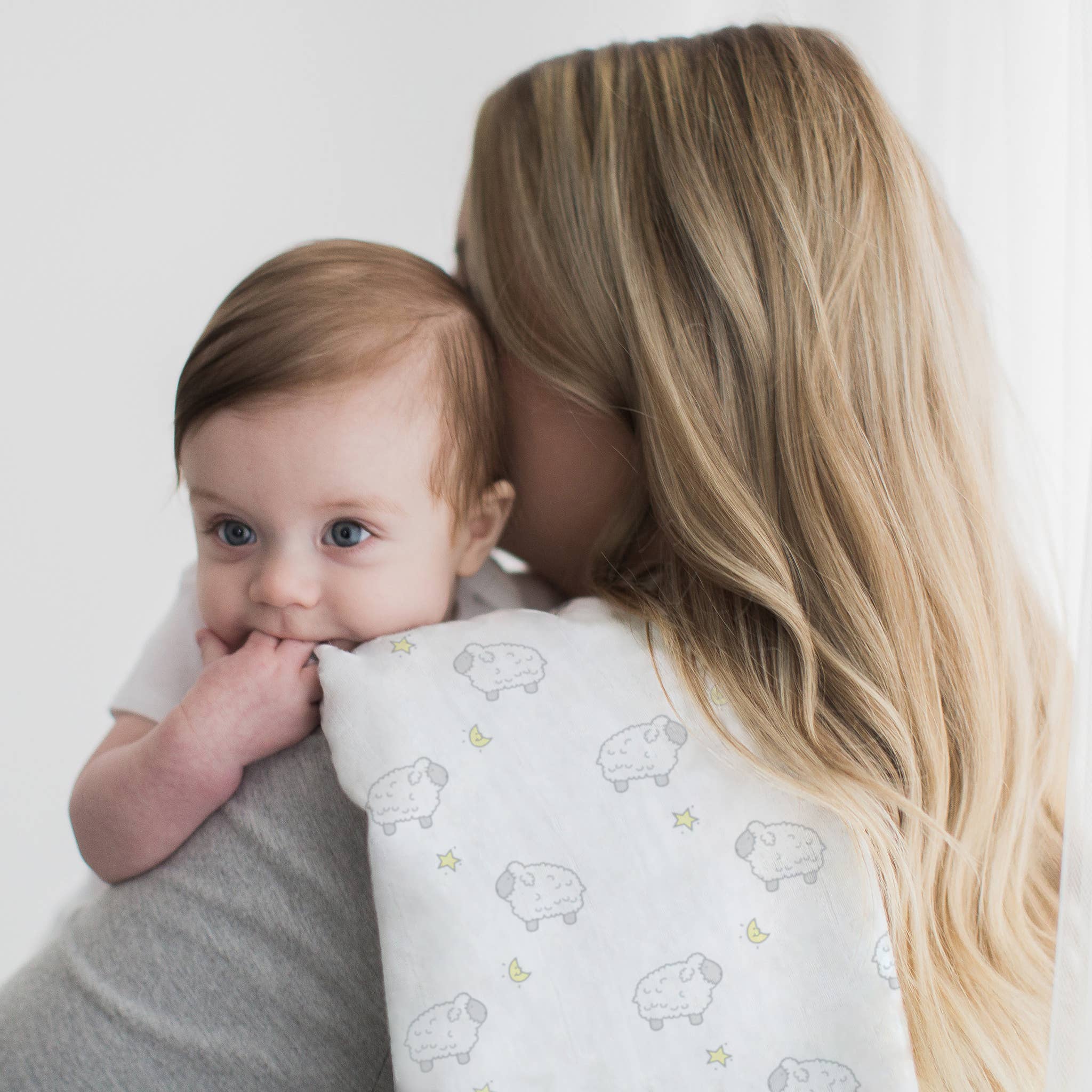 SwaddleDesigns - Wholesale Swaddle – Baby - Little Lambs & Stars Muslin Swaddle Blanket, Premium Cotton4