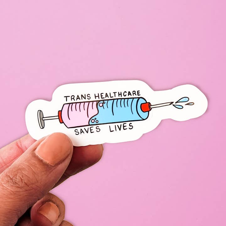 Trans Healthcare Blue Sticker for wholesale by Little Rainbow Paper Co