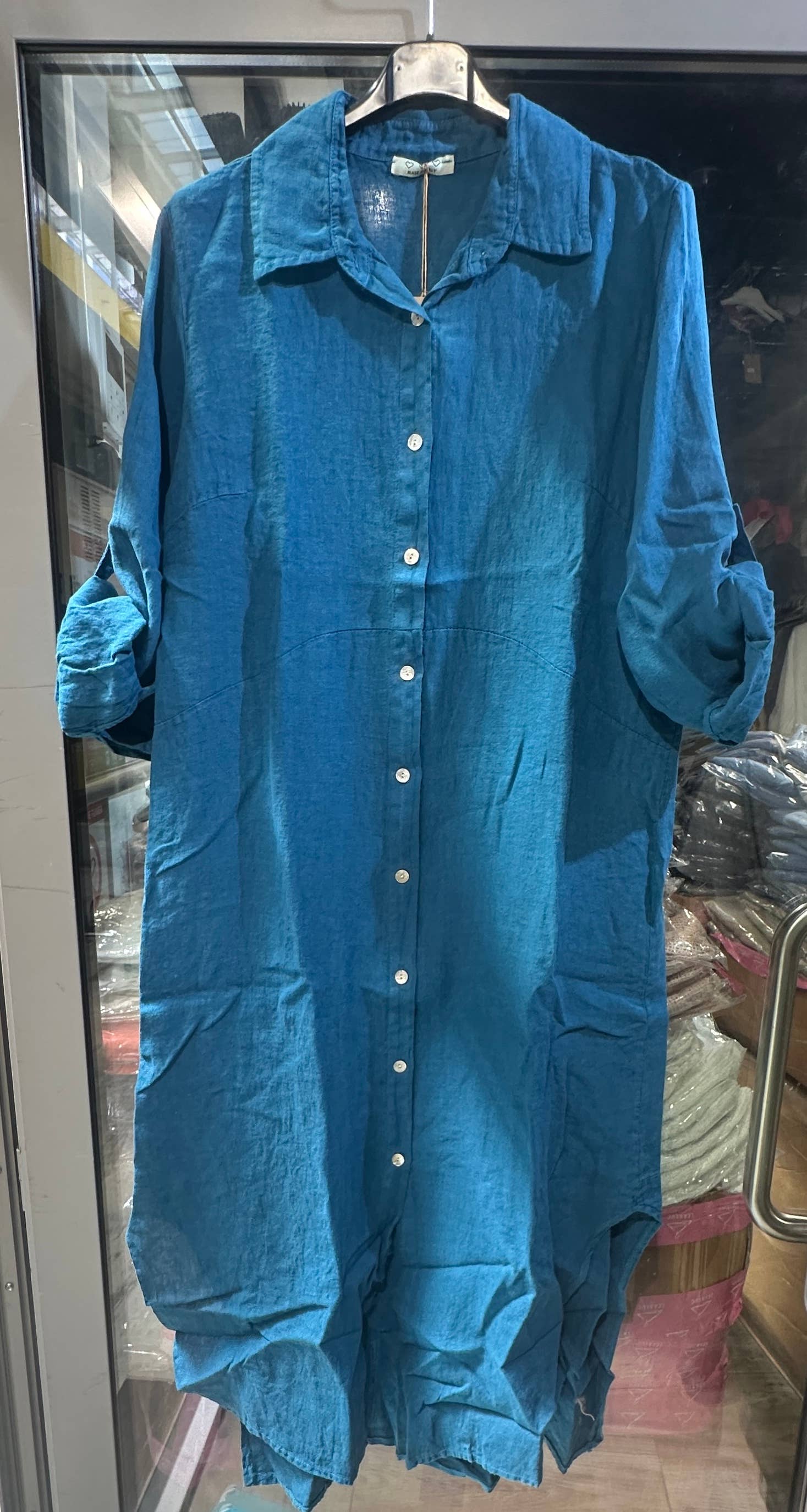 LÉA & LUC - Wholesale Dress - Women's - Long shirt dresses in 100% Linen REF. 148447