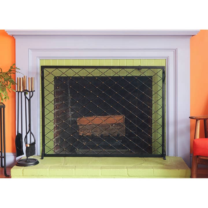 ACHLA Designs - Wholesale Fireplace Screen - 44 x33-in.Harlequin Flat Fireplace Screen