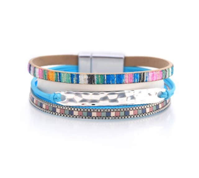 Maya J - Wholesale Woven/Braided Bracelet - Bohemian Vegan Leather Cuff Bracelets - Full Display13