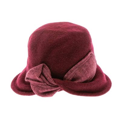 DNMC - Wholesale Cloche Hat - Women's - Shapeable Wool Cloche W/ Bow - 3 Colors8