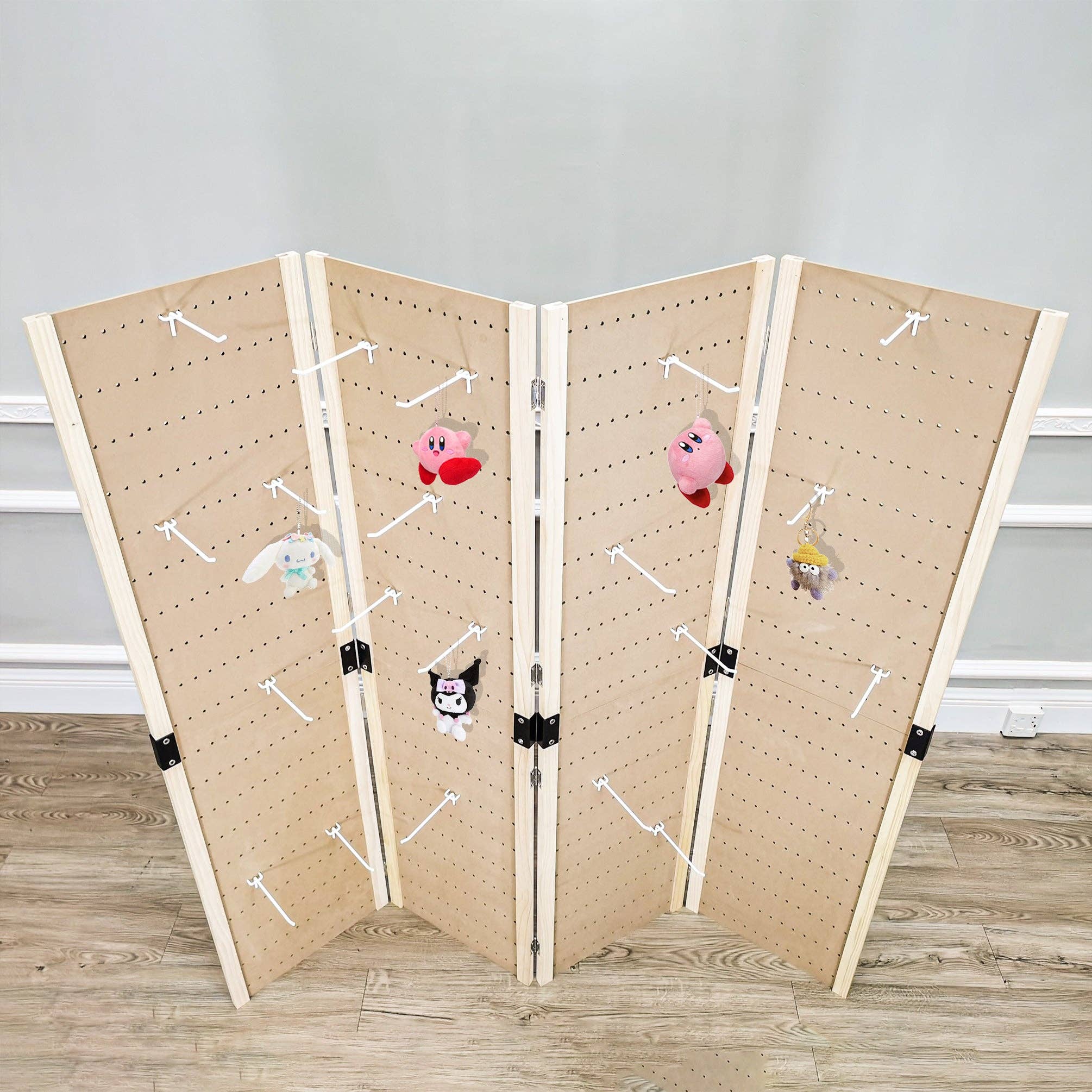 FIXTUREDISPLAYS - Wholesale Room Divider - 4 Panels 5 FT PegBoard Room Divider Folding Privacy Screen 1014411