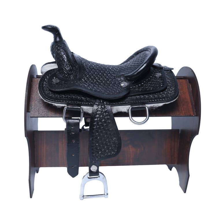 Miniature Black Leather Saddle – Customizable Gift Edition for wholesale by Pro Classic Global