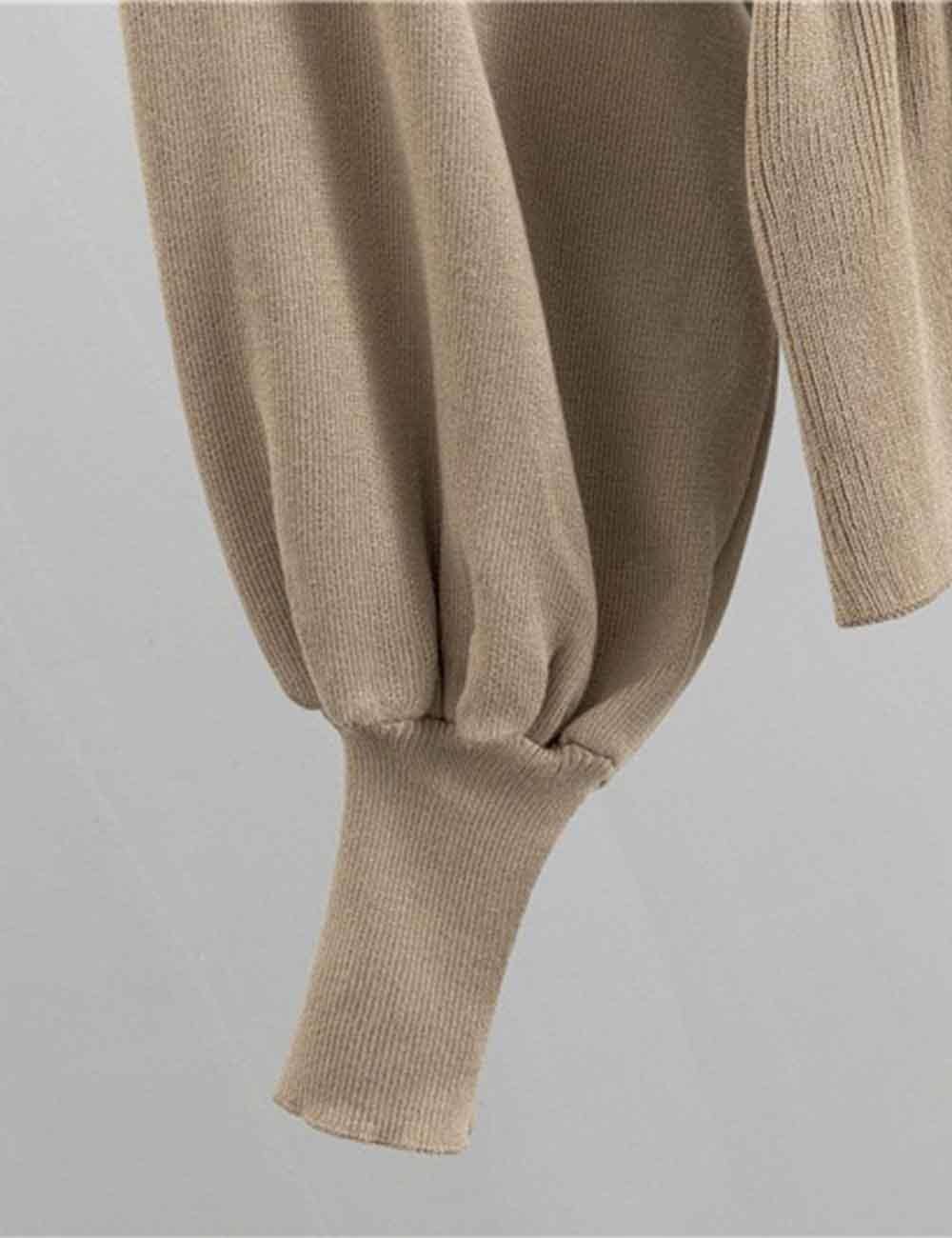 Sweetkama – Engroshandel Top- og nederdelsæt - Dame – Dame Pullover med Pufærmer Langærmet Striktop & Nederdelsæt2