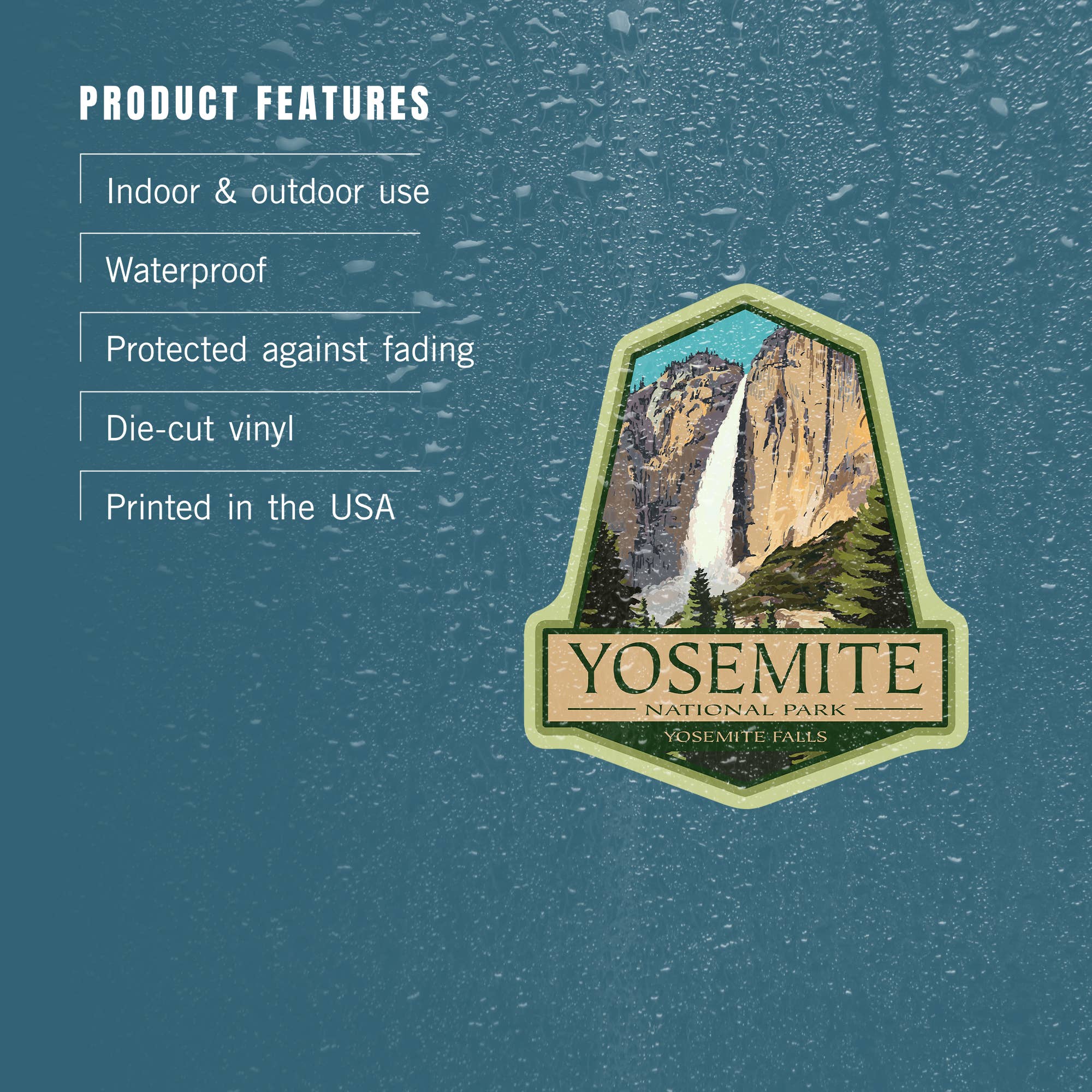 Lantern Press - Wholesale Sticker - STICKER Yosemite National Park, California, Yosemite Falls3