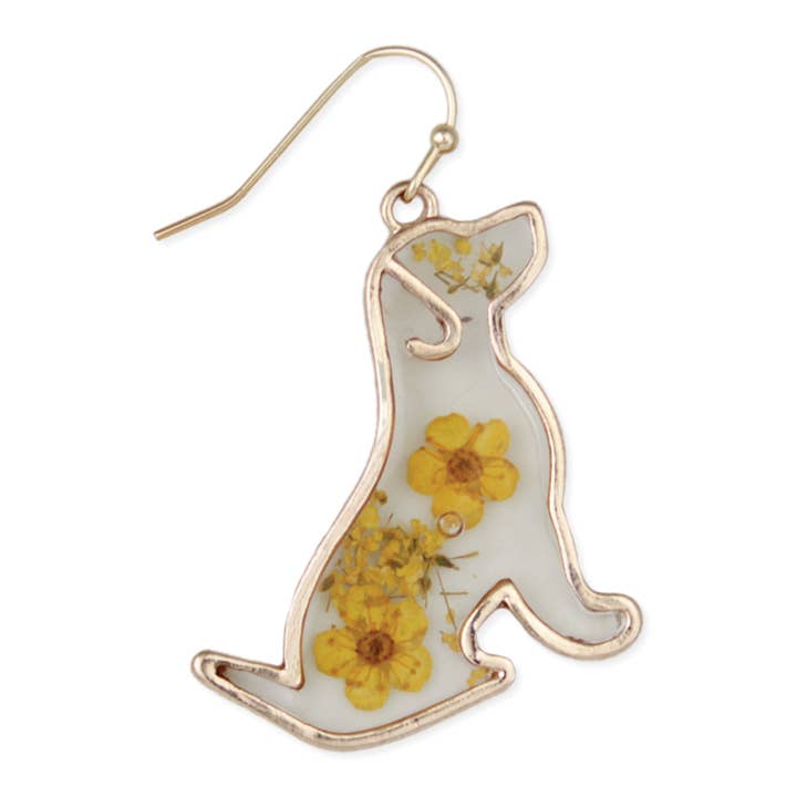 ZAD – wholesale Dangle earrings – Floral Friend Gold Dog Dried Flower Earrings2
