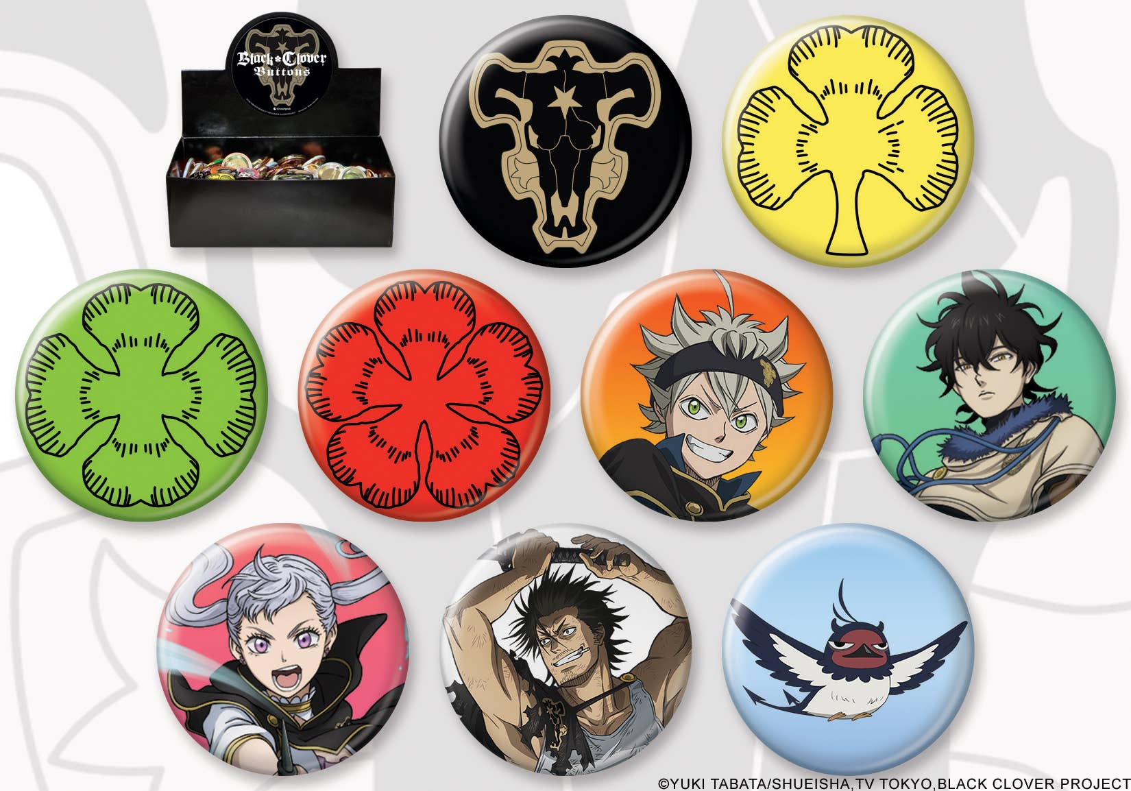 Ata-Boy - Wholesale Lapel Pin/Button - Black Clover 144 Piece Button Assortment0