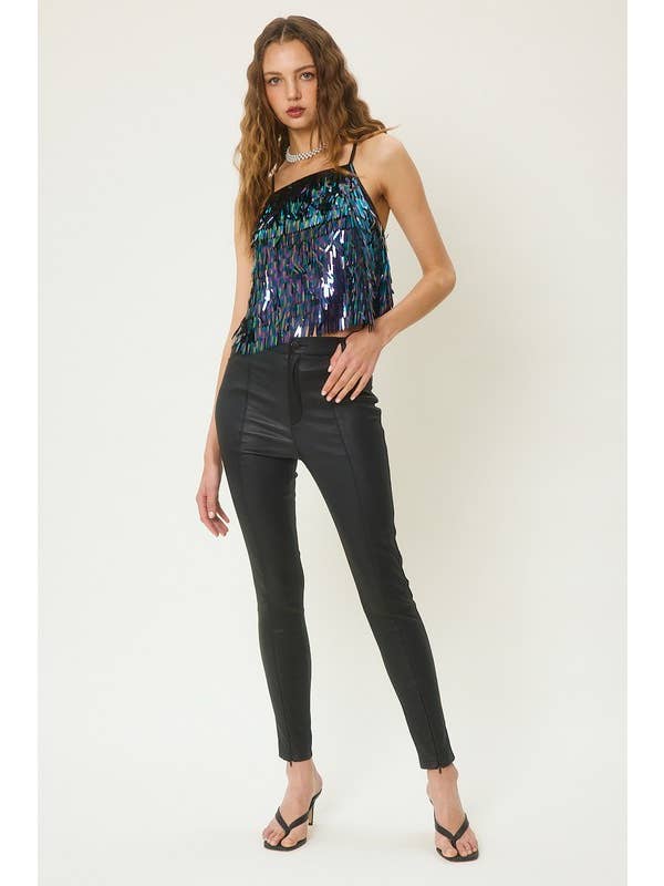 idem ditto - Vente Caraco – femme - CAMISOLE À SEQUINS TEXTURÉS ÉTINCELANTS AVEC DOS CROISÉ11