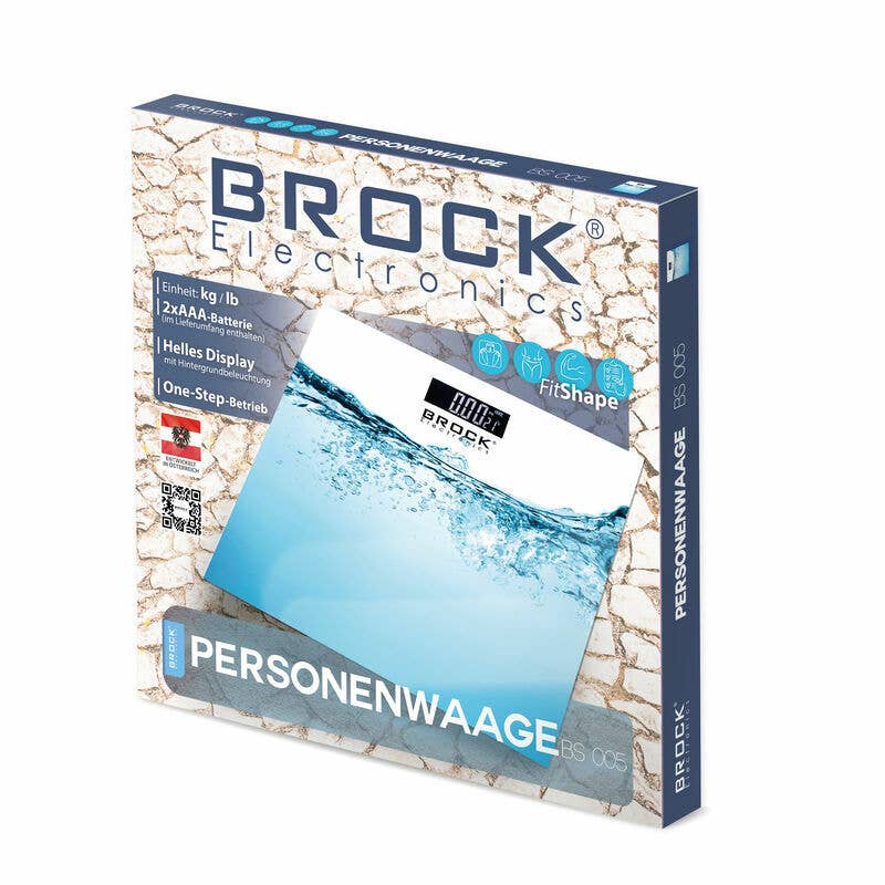 Sland - Wholesale Weegschaal - Badkamerweegschaal BROCK BS 005, 2xAAA batterijen (inbegrepen)1