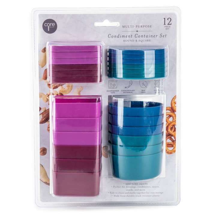 Core Home - Wholesale Condiment/Dip Bowl - CORE KITCHEN Mini Condiment Container Set Multi - Gn/Am/Dj