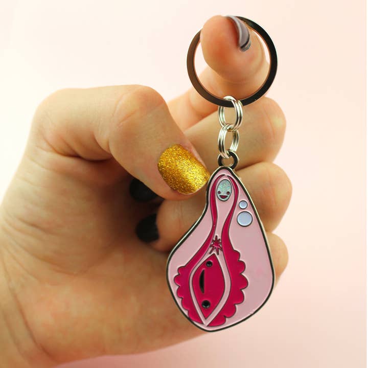 I Heart Guts | Organ Plushies Wholesale - Wholesale Keychain - Women's - Vagina+Vulva Keychain With Sparkly Clit Face2