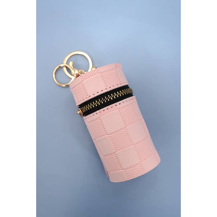 JOSSLYN by wall to wall - Wholesale Keychain - Women's - TRENDING VEGAN ROUND LIP BAG POUCH KEYCHAIN | 40KC1364