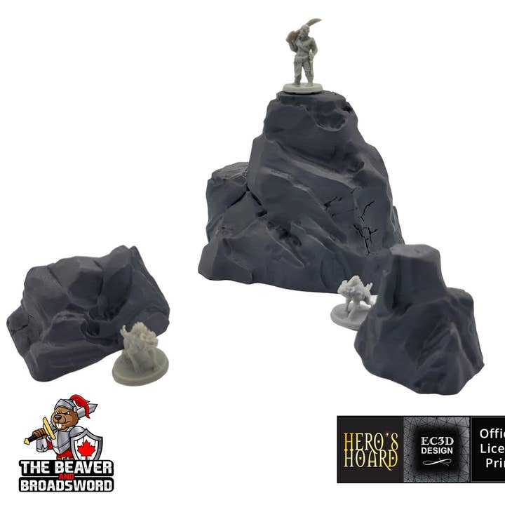 Large Rock Terrain Set 3 - Scatter Scenery by EC3D, for TTRPGs and Wargaming - Mountain, Rocks, Canyon, DnD mini, Pathfinder, Tabletop for wholesale by The Beaver and Broadsword